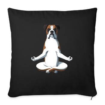 Yoga Boxer Dog - Sofa pillowcase 17,3'' x 17,3'' (45 x 45 cm) - black - Front