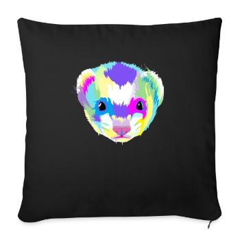 Splash Frettchen - Sofakissenbezug 45 x 45 cm - Schwarz - Vorne