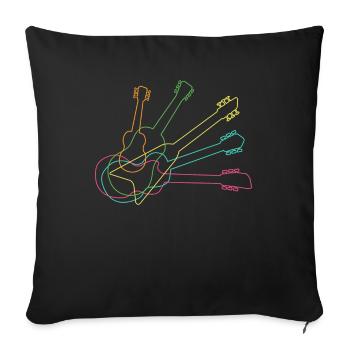 Guitar music guitar player guitarist neon - Sofa pillowcase 17,3'' x 17,3'' (45 x 45 cm) - black - Front