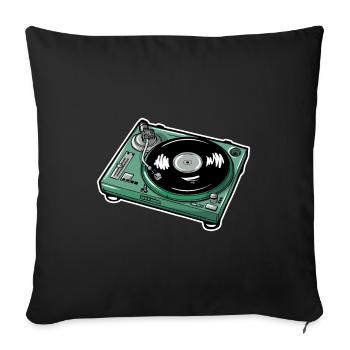 Disque vinyle - Housse de coussin décorative 45 x 45 cm - noir - Devant