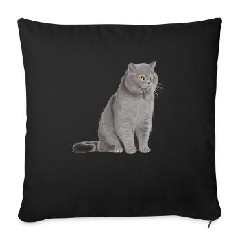 Britisch Kurzhaar Katze - Sofakissenbezug 45 x 45 cm - Schwarz - Vorne