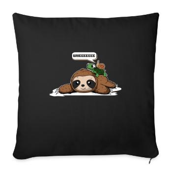 Snail and turtle ride sloth. - Sofa pillowcase 17,3'' x 17,3'' (45 x 45 cm) - black - Front