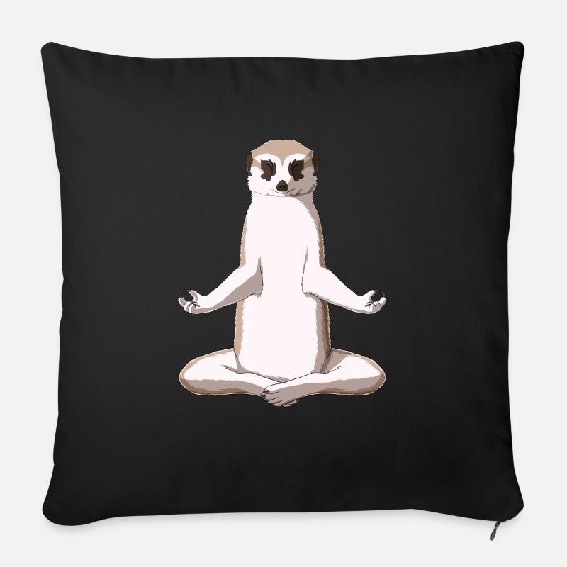 Meditation Erdmännchen - Sofakissenbezug 45 x 45 cm - Schwarz