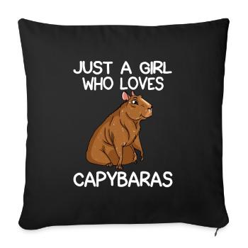 Just A Girl Who Loves Capybaras - Sofa pillowcase 17,3'' x 17,3'' (45 x 45 cm) - black - Front