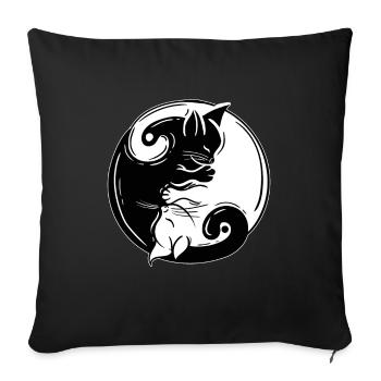 Yin Yang Cat - Sofa pillowcase 17,3'' x 17,3'' (45 x 45 cm) - black - Front