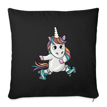 Patineur de licorne - Housse de coussin décorative 45 x 45 cm - noir - Devant