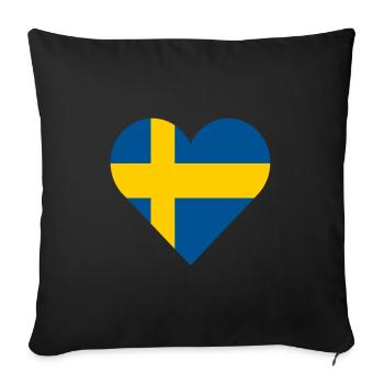 Sweden, heart, love - Sofa pillowcase 17,3'' x 17,3'' (45 x 45 cm) - black - Front