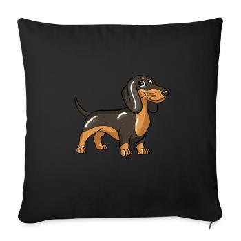 Chien teckel - Housse de coussin décorative 45 x 45 cm - noir - Devant