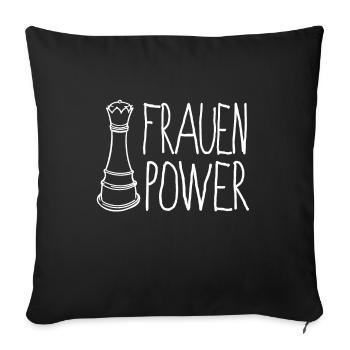 Schach Dame Schachfigur Frauenpower Geschenk - Sofakissenbezug 45 x 45 cm - Schwarz - Vorne