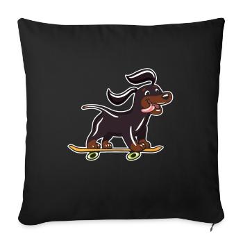 Skateboard Dog - Sofa pillowcase 17,3'' x 17,3'' (45 x 45 cm) - black - Front