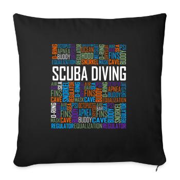 Mots de plongée sous-marine - Housse de coussin décorative 45 x 45 cm - noir - Devant