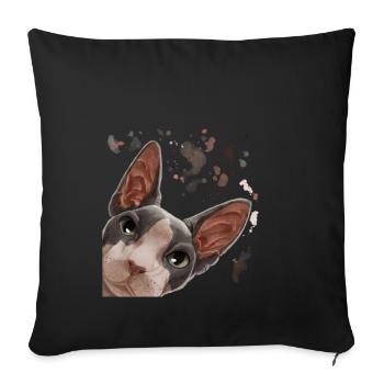 Curious Sphynx Cat - Sofa pillowcase 17,3'' x 17,3'' (45 x 45 cm) - black - Front