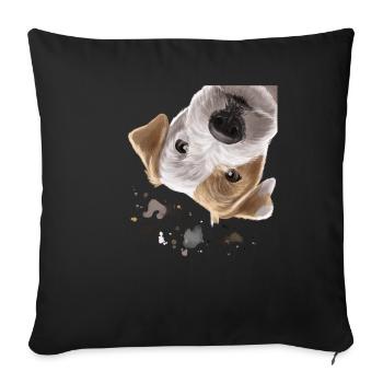 Curious Parson Russell Terrier Dog - Sofa pillowcase 17,3'' x 17,3'' (45 x 45 cm) - black - Front