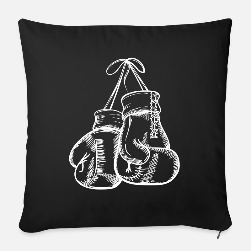 Weiße Linien Boxhandschuhe - Sofakissenbezug 45 x 45 cm - Schwarz