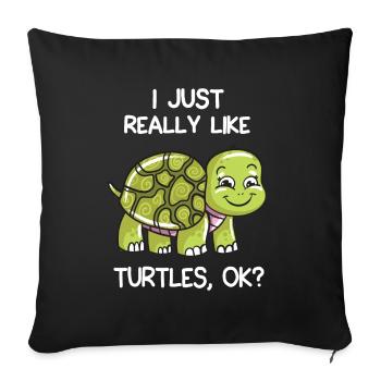 J'aime vraiment les tortues, d'accord? - Housse de coussin décorative 45 x 45 cm - noir - Devant