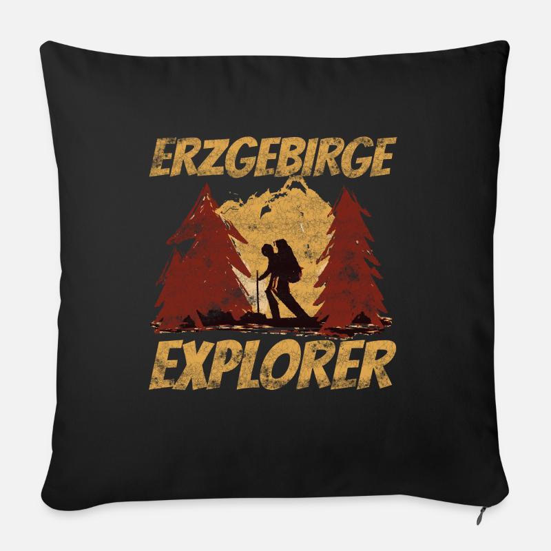 Erzgebirge Explorer Wanderer Hiking Camping Heimat - Sofakissenbezug 45 x 45 cm - Schwarz