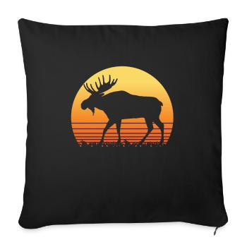 Silhouette de soleil rétro Moose - Housse de coussin décorative 45 x 45 cm - noir - Devant