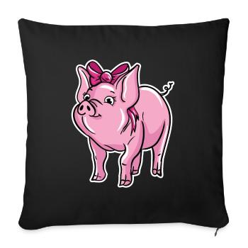 Illustration de cochon mignon - Housse de coussin décorative 45 x 45 cm - noir - Devant