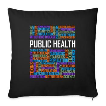 Public Health Words - Sofa pillowcase 17,3'' x 17,3'' (45 x 45 cm) - black - Front