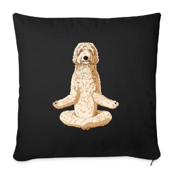 Meditating Labradoodle Dog - Sofa pillowcase 17,3'' x 17,3'' (45 x 45 cm) - black - Front