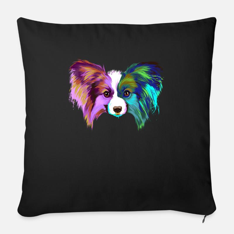 Splash Kontinentaler Zwergspaniel Hund - Sofakissenbezug 45 x 45 cm - Schwarz