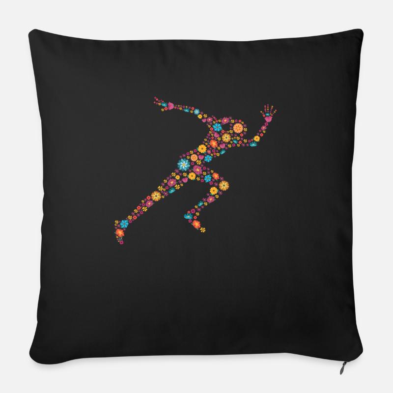 Blumen Sprinterin - Sofakissenbezug 45 x 45 cm - Schwarz