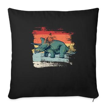 Tricératops rétro - Housse de coussin décorative 45 x 45 cm - noir - Devant