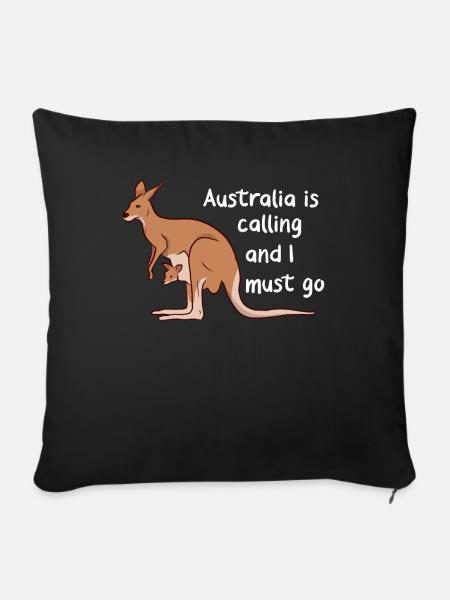 Australien Känguru Kangaroo Koala Backpacker - Sofakissenbezug 45 x 45 cm - Schwarz