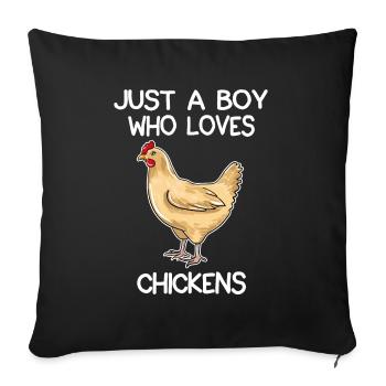 Just A Boy Who Loves Chickens - Sofa pillowcase 17,3'' x 17,3'' (45 x 45 cm) - black - Front