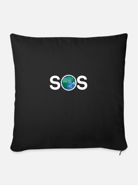 Earth Climate Change Climate Protection SOS - Sofa pillowcase 17,3'' x 17,3'' (45 x 45 cm) - black