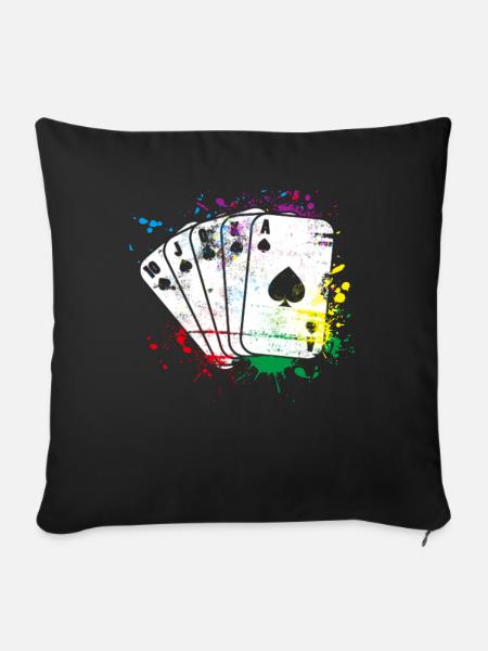 Kartenspiel farbig - Sofakissenbezug 45 x 45 cm - Schwarz