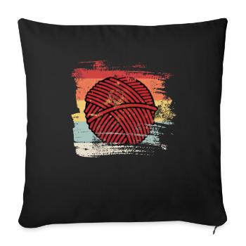 Retro Hobby Wolle - Sofakissenbezug 45 x 45 cm - Schwarz - Vorne