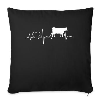 Kuh Herzschlag Bauer EKG Landwirt Geschenk - Sofakissenbezug 45 x 45 cm - Schwarz - Vorne