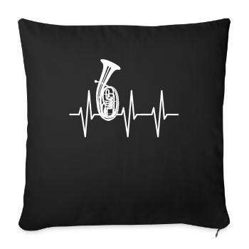 Fréquence cardiaque de la corne ténor - instrument à vent - Housse de coussin décorative 45 x 45 cm - noir - Devant