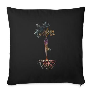 Yoga arbre de vie avec cadeau d'art de peinture - Housse de coussin décorative 45 x 45 cm - noir - Devant