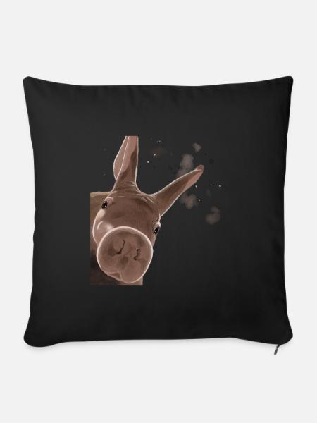 Neugieriger Erdferkel - Sofakissenbezug 45 x 45 cm - Schwarz