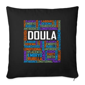 Doula Words - Sofa pillowcase 17,3'' x 17,3'' (45 x 45 cm) - black - Front