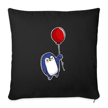 Penguin Balloon - Sofa pillowcase 17,3'' x 17,3'' (45 x 45 cm) - black - Front