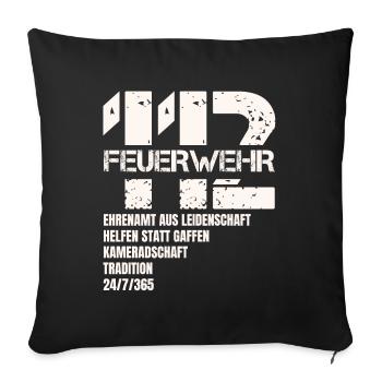 112 Feuerwehr Geschenk - Sofakissenbezug 45 x 45 cm - Schwarz - Vorne
