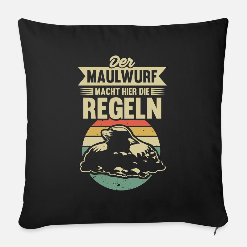 Maulwurf Liebe Gärtner Regel Maulwurfshügel - Sofakissenbezug 45 x 45 cm - Schwarz