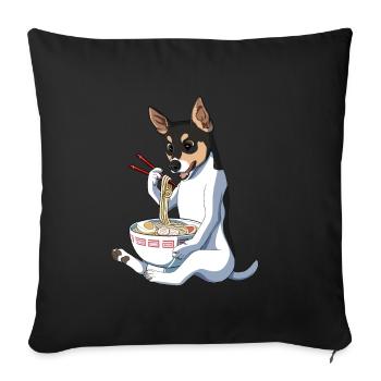 Funny Japanese Kawaii Ramen Rat Terrier Dog - Sofa pillowcase 17,3'' x 17,3'' (45 x 45 cm) - black - Front