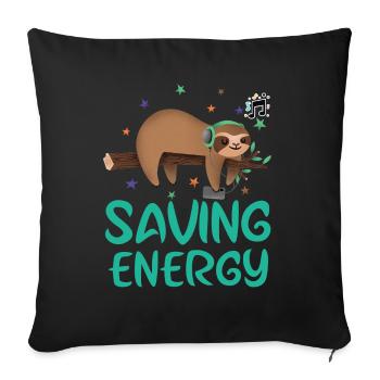 Lazy,sleeping sloth.Saving energy mode.Lazy days. - Sofa pillowcase 17,3'' x 17,3'' (45 x 45 cm) - black - Front
