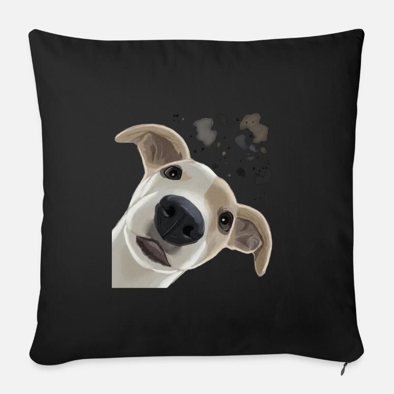 Neugieriger Whippet Hund - Sofakissenbezug 45 x 45 cm - Schwarz
