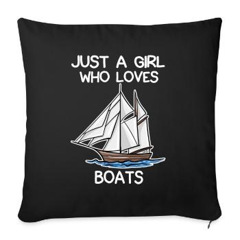 Just A Girl Who Loves Boats - Sofa pillowcase 17,3'' x 17,3'' (45 x 45 cm) - black - Front