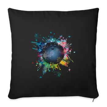 Aqueuse explosion de couleur Splash Pins Boule de Bowling - Housse de coussin décorative 45 x 45 cm - noir - Devant