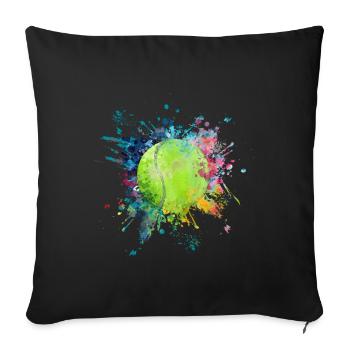 Wasserfabe Farbexplosion Splash Design Tennisball - Sofakissenbezug 45 x 45 cm - Schwarz - Vorne