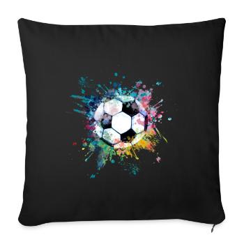 Wasserfabe Farbexplosion Splash Design Fußball - Sofakissenbezug 45 x 45 cm - Schwarz - Vorne