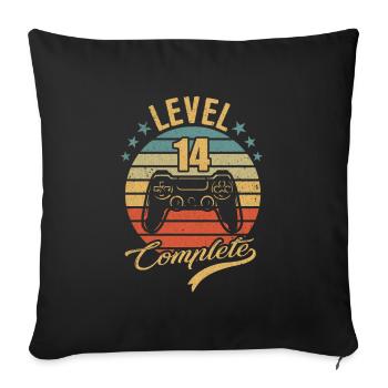 Level 14 complete - Sofa pillowcase 17,3'' x 17,3'' (45 x 45 cm) - black - Front