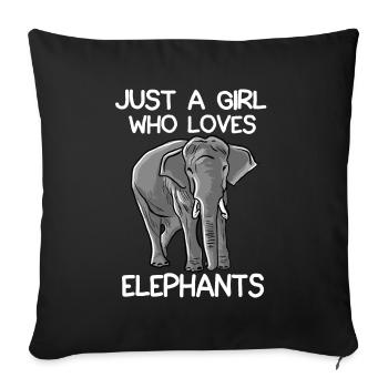 Just A Girl Who Loves Elephants - Sofa pillowcase 17,3'' x 17,3'' (45 x 45 cm) - black - Front