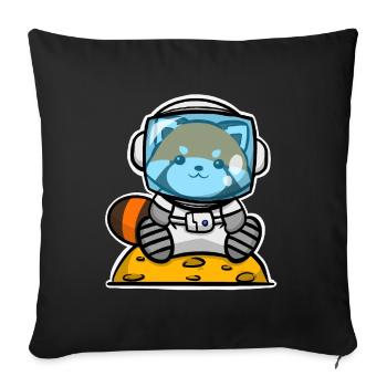 Astronaute de panda rouge - Housse de coussin décorative 45 x 45 cm - noir - Devant